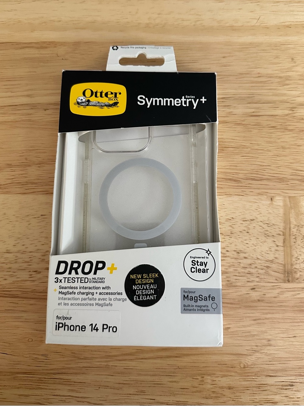OtterBox Symmetry+ Clear MagSafe-Compatible Case for iPhone 14 Pro - glittery